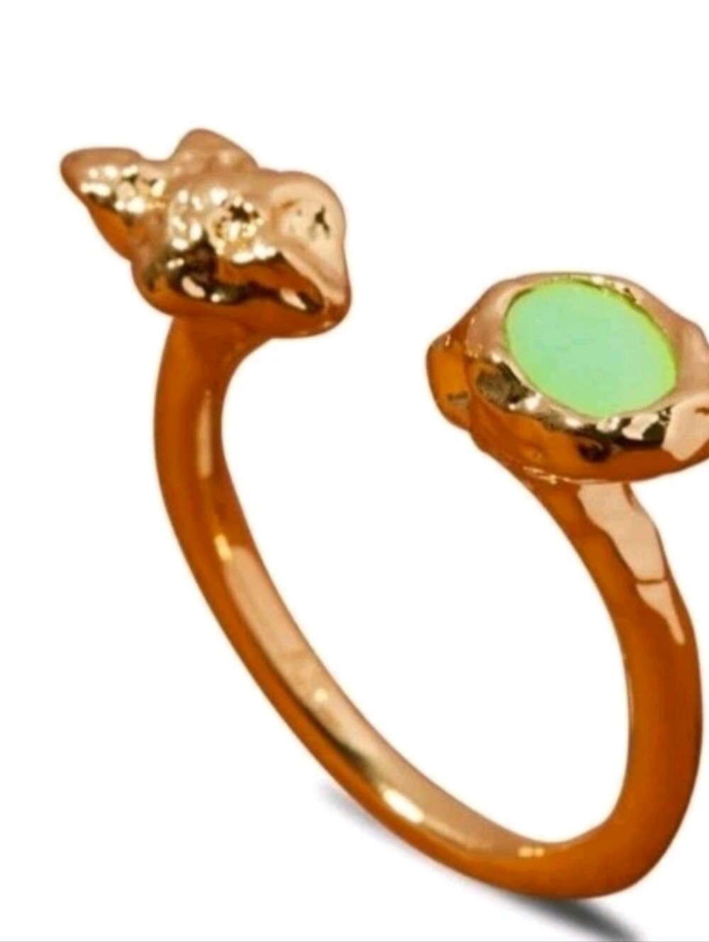 Alexis Bittar Asterales 14k Goldplated & Chrysoprase Open Ring Size 7 $145